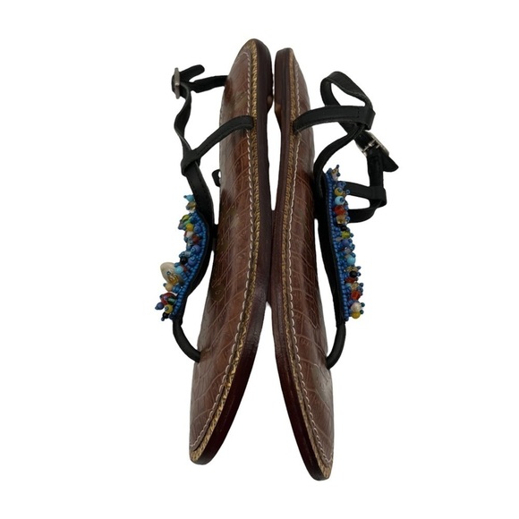 Sam Edelman Gabrielle Beaded Shell Boho Ankle Strap Sandals Size 6 1/2 Women's - Picture 6 of 9
